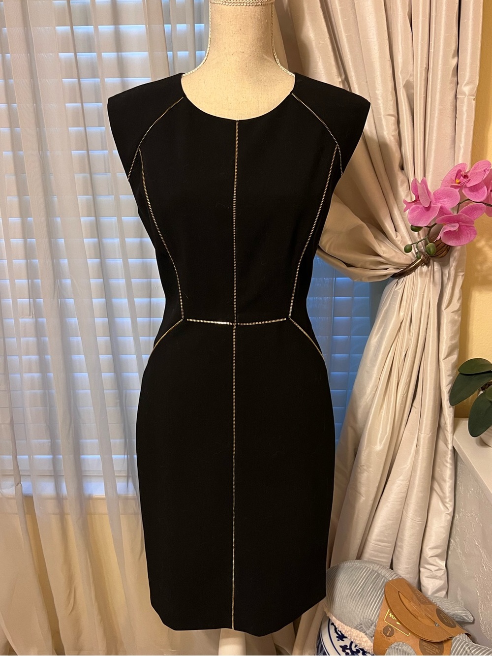 Rebecca Taylor Womens Black Zipper Sleeveless Bodycon Dress Size 8 A060123